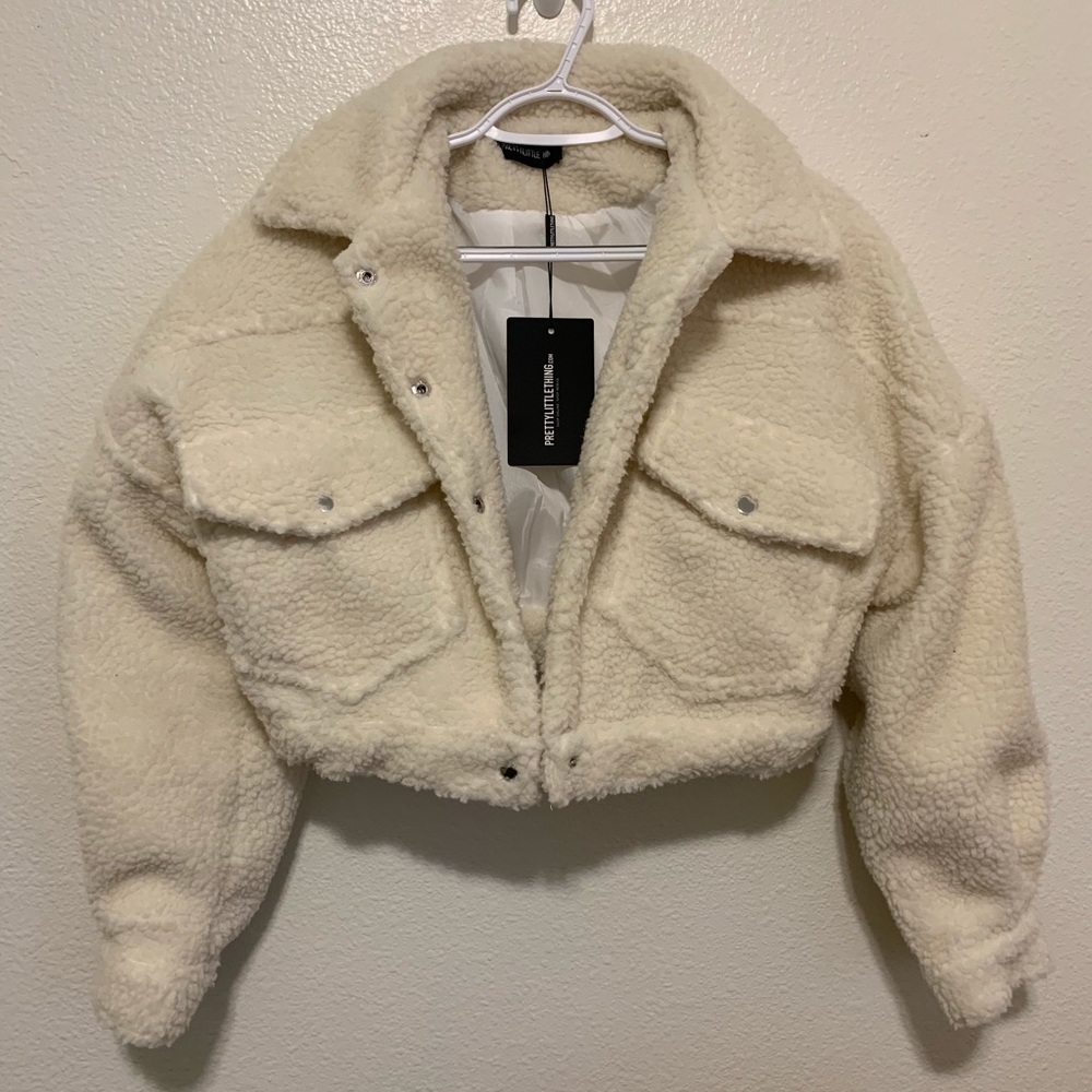 Cream Cropped Trucker Jacket